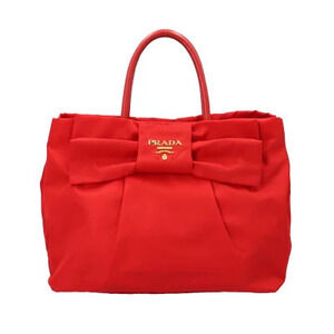 Prada Tessuto Fiocco bow tote bag red